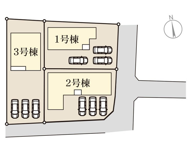 太田第2鳥山中町　3号棟　Livele Garden.Sの区画図|全3区画の3号棟です。土地約69坪。