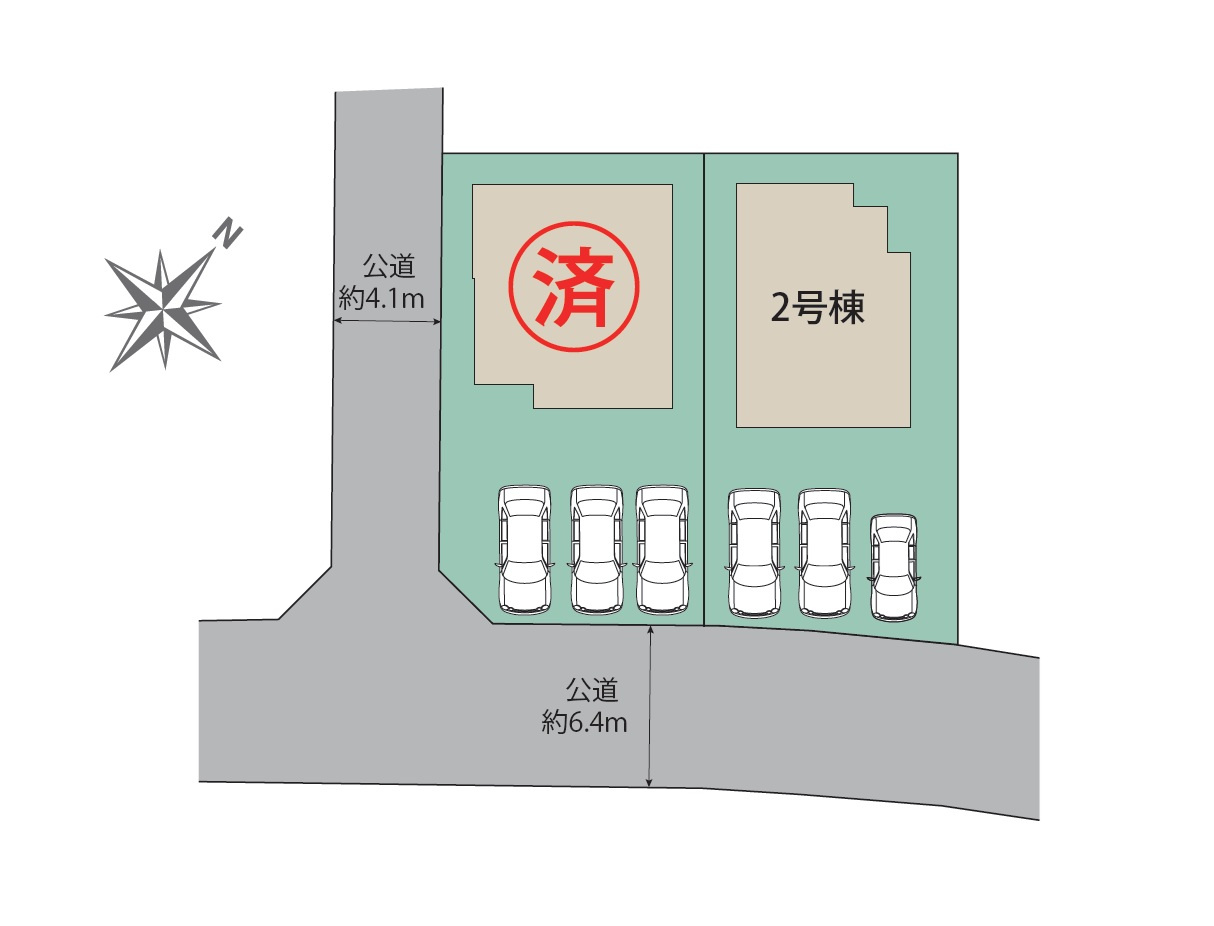福岡市東区美和台5丁目第1-2棟（2号棟）の区画図|配置図（2号棟）