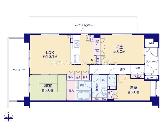 【間取り】 | アトムセレクト　ハートフィールズ薬園台ハイライズ901号室