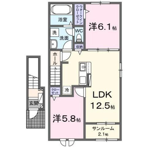 シャトー　ソレイユⅢ　Ａの間取り