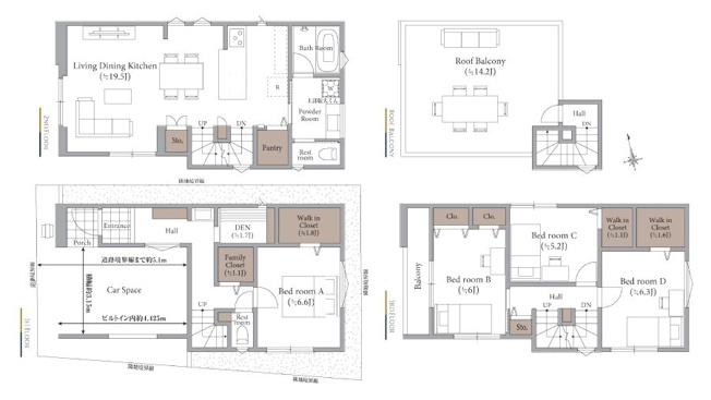 【参考プラン】 | 板橋区前野町２丁目　建築条件付売地 | 4LDK・建物面積141.95ｍ2・建物参考価格2200万