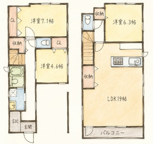 舞子坂4丁目　新築戸建ての間取り