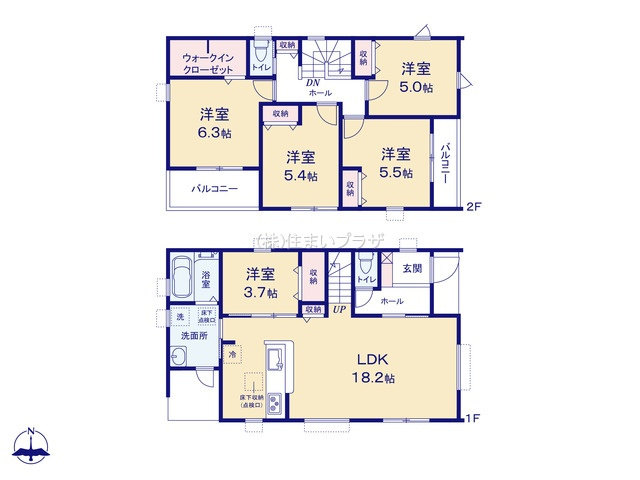 仲介手数料無料）一宮市小信中島第２・１号棟の間取り