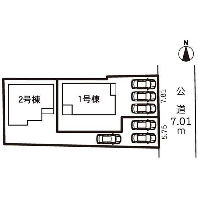 仲介手数料無料）一宮市小信中島第２・１号棟の区画図| 