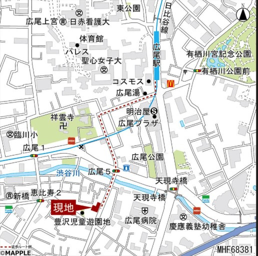 ★仲介手数料無料★ライオンズマンション広尾南（都心に佇む広尾の閑静な住環境）の地図