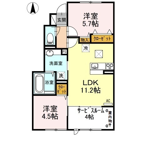 Ｋａｄｏｙａｋａｎ　A棟の間取り