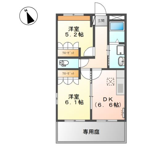 スカイヒルズ光　朝日の間取り