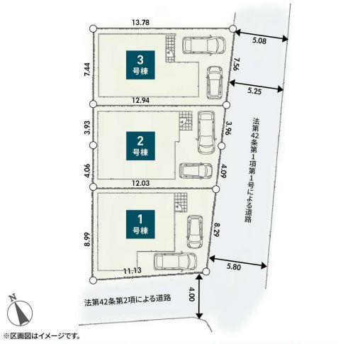 厚木市金田新築戸建て　第2-3号棟の区画図|配置図「厚木市金田新築戸建て」