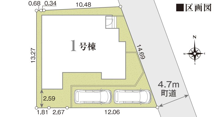 大磯町国府本郷新築戸建て　第2期1号棟の区画図|配置図「大磯町国府本郷新築戸建て　1号棟」
