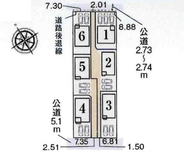 碧南市笹山町　全6棟・4号棟の区画図