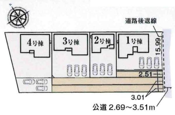 豊川伊奈町正庵第1期　全4棟・1号棟の区画図|1号棟です。