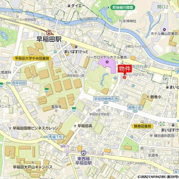 コンポジット早稲田鶴巻町の地図