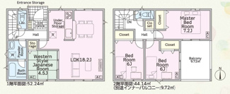 【間取り】 | 笠松町門間新築建売限定1邸！リビングゆったり18.2帖！お車並列4台可能！広々インナーバルコニー！ | 笠松町門間新築建売限定1邸！リビングゆったり18.2帖！お車並列4台可能！広々インナーバルコニー！