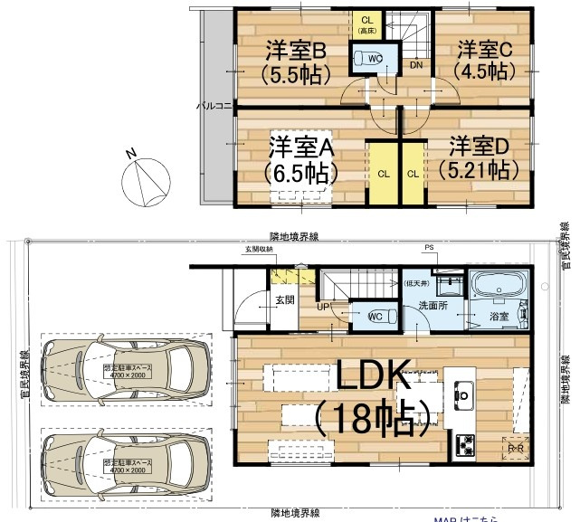 守山市岡1号棟　新築戸建ての間取り