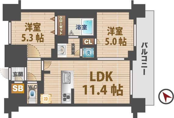 【間取り】 | エミリブ鷺ノ宮 | 2LDKのお部屋。