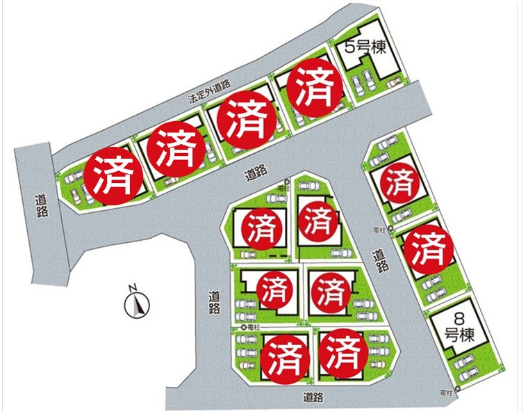 大津市雄琴　第2期　新築一戸建ての区画図|全14区画