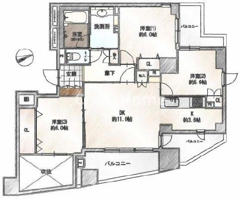 ヒルズ船堀の間取り|角部屋につきまして日当たり・通風良好。新規フルリノベーション施工が完了致しましたのでいつでも内覧が可能です。安心のアフターサービス保証付きですのでご購入後も安心して暮らせます。