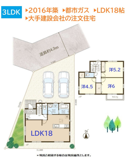 【間取り】 | 広々18帖のリビングでゆったりと過ごすことができますよ♪　　　　　
学区の「下福田中学校」まで徒歩4分で、子育て世帯にもおすすめ◎
