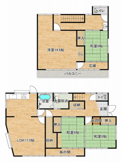 【間取り】 | 筑西市岡芹４LDK中古住宅
