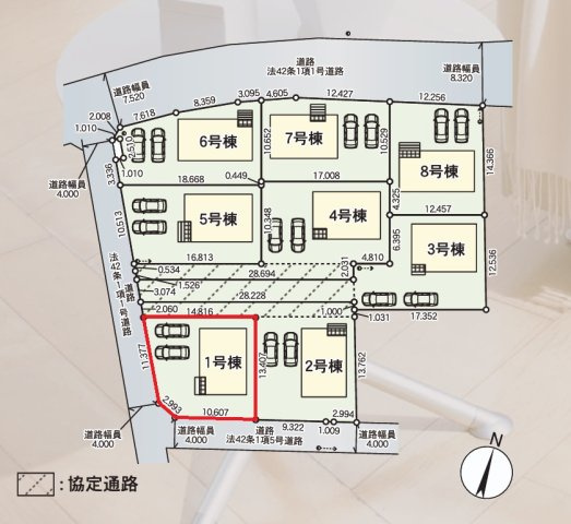Cradlegarden　 水戸市渡里町　第5　1の前面道路含む現地写真|並列駐車可能で車庫入れラクラクです。気になる他の物件と合わせての現地ご案内も可能です。HPから、またお電話でも、お気軽にお問い合わせください。

