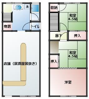【間取り】 | 堺市西区浜寺諏訪森町西　店舗付き住宅