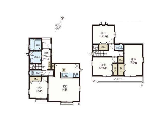 【間取り】 | 新座市石神4丁目　新築一戸建住宅　全13棟　(保谷店) | 1-F号棟/収納を豊富に備えた4LDKの住まい。スッキリとした居住空間を確保・維持しやすいです。※図面を基に作成しています。現況と異なる場合は現況を優先いたします。