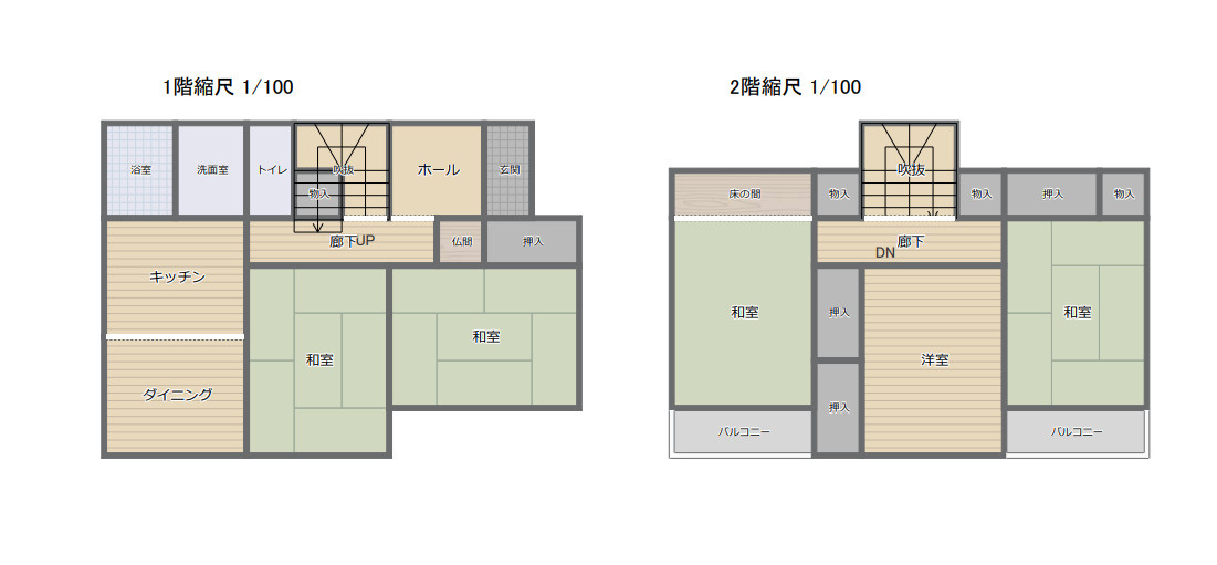 那須塩原市東原中古戸建の間取り|5DKの2階建てです