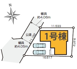 川越市吉田4LDK＋WIC　並列駐車２台　新築戸建の区画図