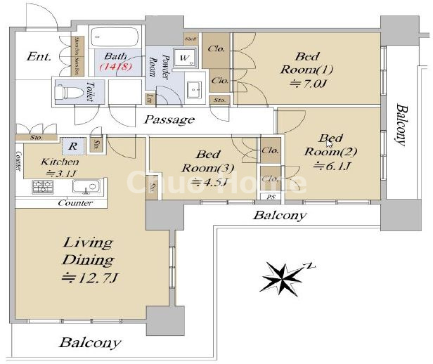 キャナルファーストタワーの間取り|27階部分・角部屋住戸につきまして日当り・通風・眺望良好。新規リフォーム施工が完了致しましたのでいつでも内覧が可能です。