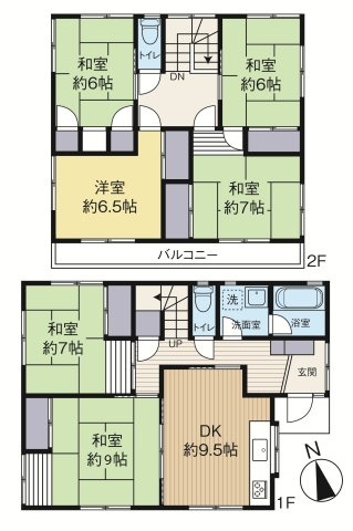 岡崎市滝町字外浦　戸建の間取り|6DKの間取です