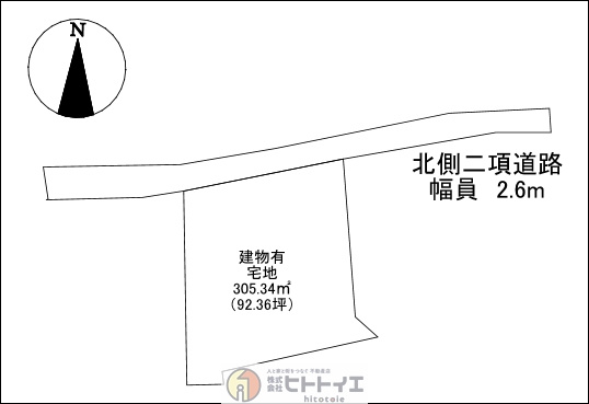 八女市津江土地　建物有の区画図