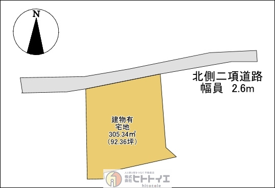 八女市津江土地　建物有の区画図