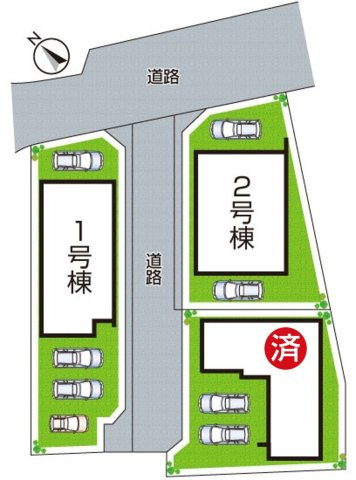 ★1(土)2(日)現地見学可能！★草津市上笠　新築一戸建ての区画図|全3区画