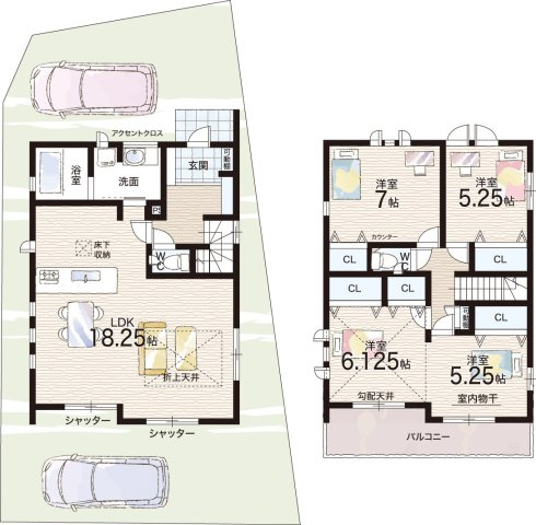 ★草津市上笠　新築一戸建ての間取り|2号地