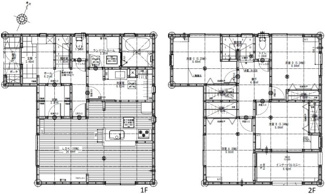 【間取り】 | 東広島市高屋町高屋東（全2区画）1号棟 | 16帖のLDKに加え、洗面室と脱衣室（ランドリールーム）を分けた機能的な4LDKプラン。全居室に収納を完備し、2階には広々としたインナーバルコニーを配置。家事動線とプライバシーに配慮した設計です。