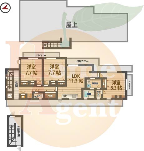 【間取り】 | アクアハイム | 3LDKのお部屋です。