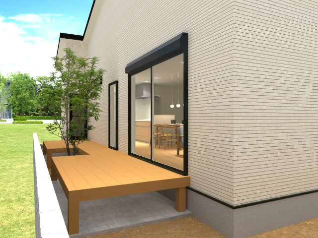 【庭】 | 【NEXT-STEP HOME】▼△まるで注文住宅のような建売▼『大屋根と1階完結型の家』△▼ | ◆ウッドデッキ×植栽で癒しと彩りの空間に◆