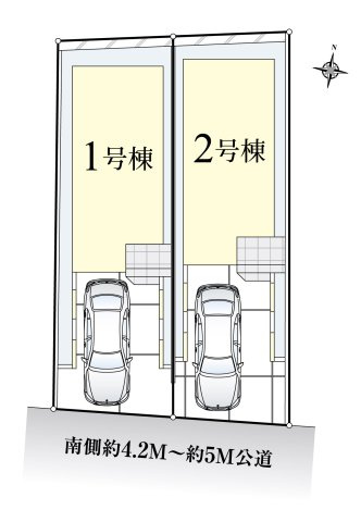 北区西が丘2丁目 全2棟 2号棟の区画図|南側公道に面する整形地に誕生しました