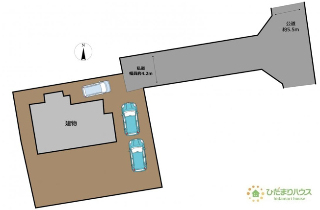 【区画図】 | 土浦市神立町　中古戸建 | カースペース3台ＯＫ！来客用にもスペースを確保できて安心ですね(^^)/