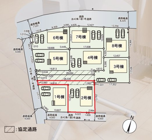 Cradlegarden　 水戸市渡里町　第5　2の前面道路含む現地写真|並列駐車可能で車庫入れラクラクです。気になる他の物件と合わせての現地ご案内も可能です。HPから、またお電話でも、お気軽にお問い合わせください。

