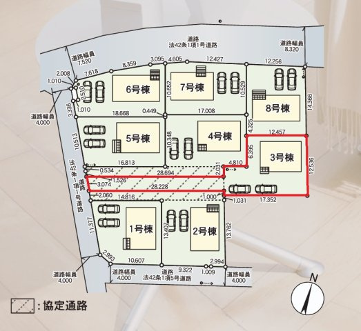 Cradlegarden　 水戸市渡里町　第5　3の前面道路含む現地写真|縦列駐車となります。気になる他の物件と合わせての現地ご案内も可能です。HPから、またお電話でも、お気軽にお問い合わせください。

