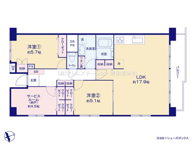 【間取り】 | アトムセレクト フドウ船橋ハイツ301号室