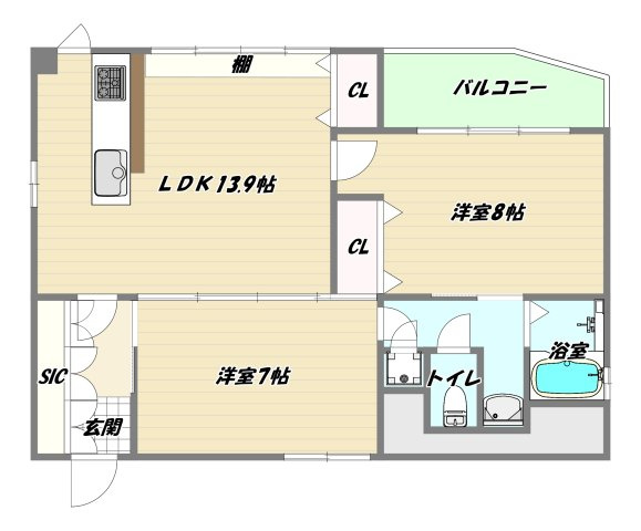 大阪市淀川区西中島３丁目の賃貸マンションの間取り