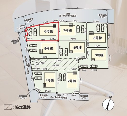Cradlegarden　 水戸市渡里町　第5　6の前面道路含む現地写真|並列駐車可能です。気になる他の物件と合わせての現地ご案内も可能です。HPから、またお電話でも、お気軽にお問い合わせください。

