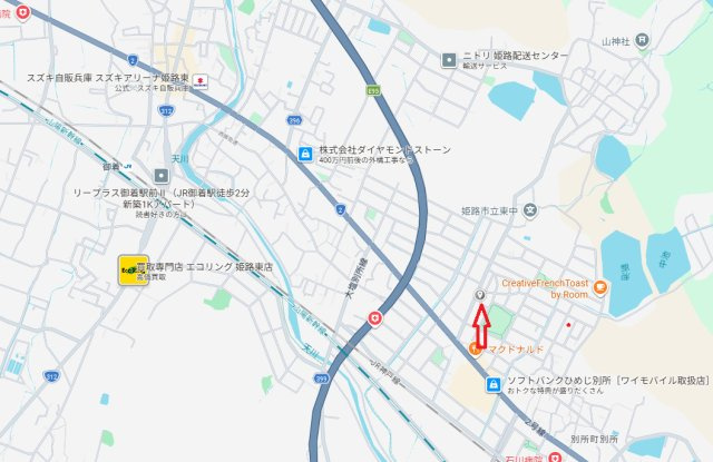姫路市別所町別所４丁目　中古戸建の地図