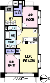 【間取り】 | ダイナシティ府中 | 8階角部屋住戸のため日当たり・通風・眺望良好です。
