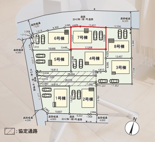 Cradlegarden　 水戸市渡里町　第5　7の前面道路含む現地写真|並列駐車可能です。気になる他の物件と合わせての現地ご案内も可能です。HPから、またお電話でも、お気軽にお問い合わせください。

