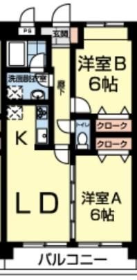熊本市南区近見４丁目の賃貸マンションの間取り
