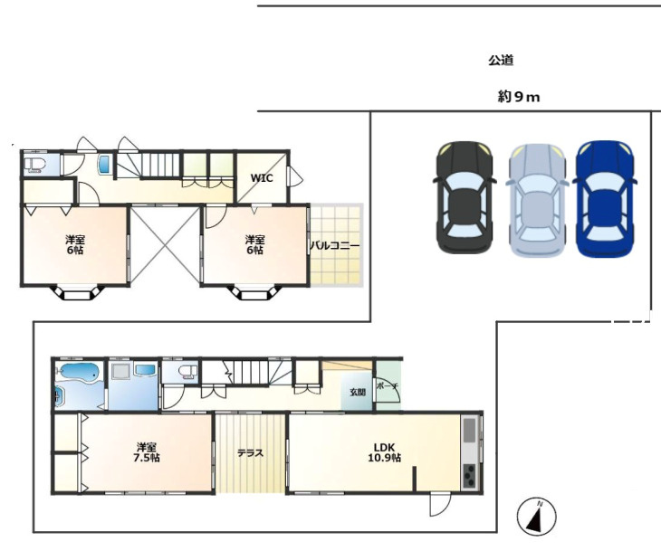 中古／ふじみ野市大井中央２丁目の間取り|2階建て3LDK