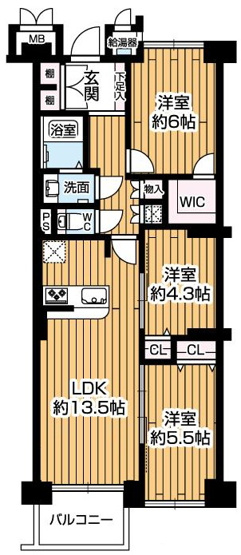 【間取り】 | 新北野第2コーポ | ウォークインクローゼット・Ｒ８年６月上旬室内改装完了予定